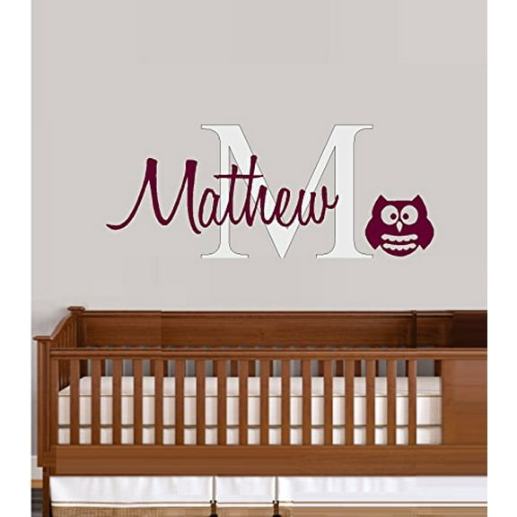Decal ~ Owl (CUSTOM NAME) Monogram ~ Wall Decal 13" x 22"