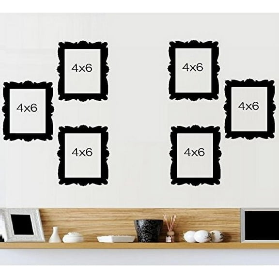 Decal ~ PICTURE FRAMES #5 ~ Vinyl Frames, Qty 6 frames. HOME DECOR 4" x 6"