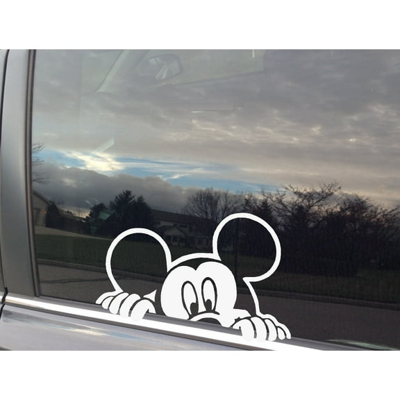 Decal ~ Peeking Mickey Auto Decal 6" x 9"