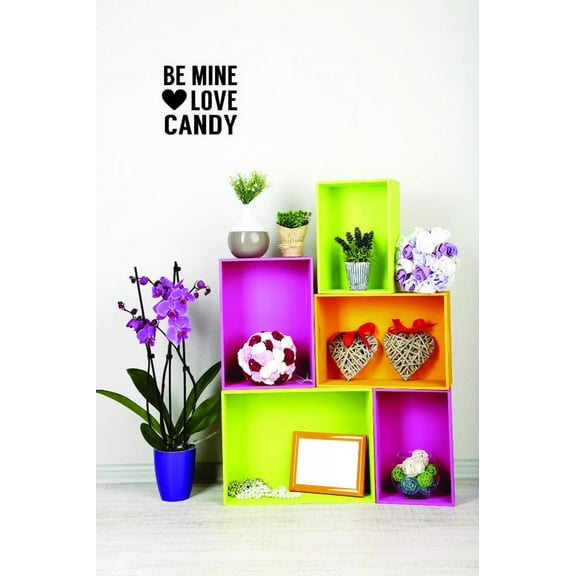 Decal - Peel & Stick Wall Sticker : Be Mine Love Candy Holiday Seasonal Text Lettering Quote Home Decor Picture Art Size :12 Inches x 12 Inches