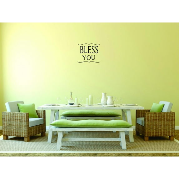 Decal - Peel & Stick Wall Sticker : Bless You Text Lettering Quote Bedroom Living Room Home Decor Picture Art Size :18 Inches x 18 Inches