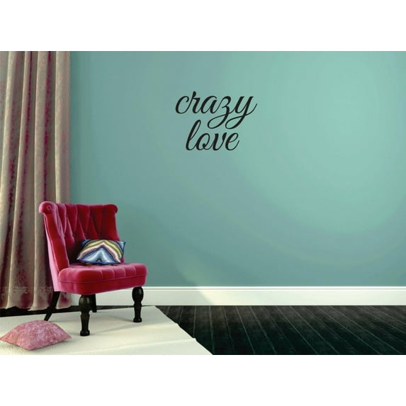 Decal - Peel & Stick Wall Sticker : Crazy Love Text Lettering Quote Bedroom Living Room Home Decor Picture Art Size :12 Inches x 12 Inches