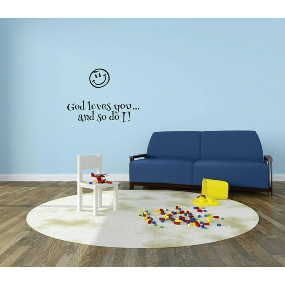Decal - Peel & Stick Wall Sticker : God Loves You… And So Do I! Text Lettering Quote Home Decor Picture Art Size :16 Inches x 24 Inches