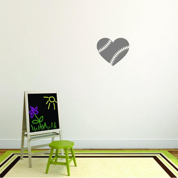 Decal - Peel & Stick Wall Sticker : Heart Baseball Sports Quote Text Lettering Boy Girl Kids Teen Men Women Home Decor Picture Art Size :12 Inches x 12 Inches