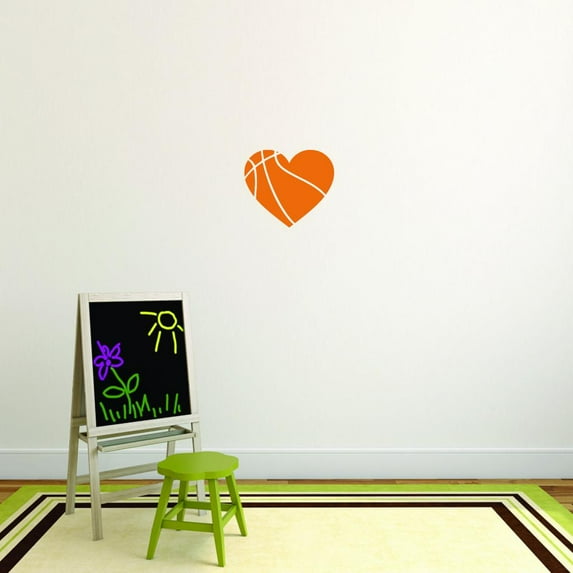 Decal - Peel & Stick Wall Sticker : Heart Basketball Sports Quote Text Lettering Boy Girl Kids Teen Men Women Home Decor Picture Art Size :12 Inches x 12 Inches