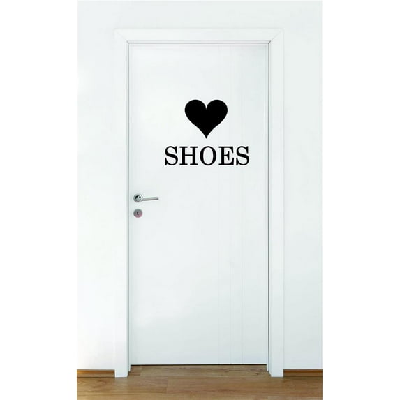 Decal - Peel & Stick Wall Sticker Heart Shoes Teen Girls Fashion Wardrobe Bedroom Closet Quote Home Decor Picture Art 20 x 20 Inches