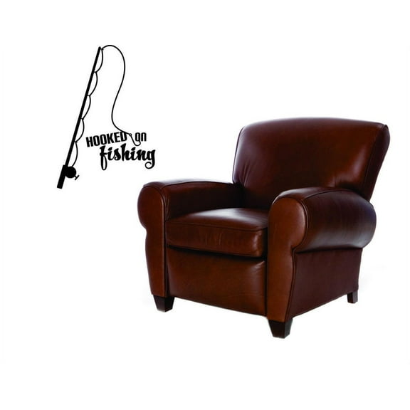 Decal - Peel & Stick Wall Sticker Hooked On Fishing Pole Outdoor Sports Wildlife MenHome Decor Picture Art 14 x 28 Inches