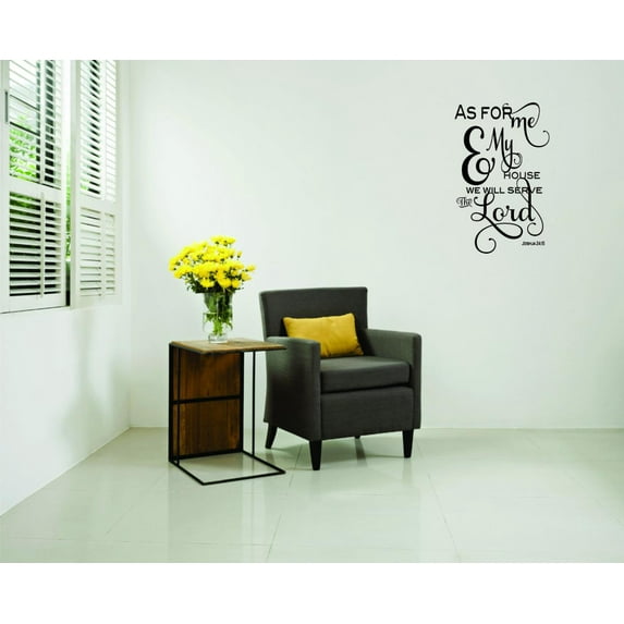 Decal - Peel & Stick Wall Sticker : As For Me & My House We Will Serve The Lord Joshua :15 Text Lettering Quote Bedroom Living Room Home Decor Picture Art Size :14 Inches x 28 Inches