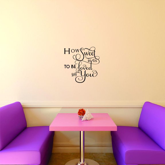 Decal - Peel & Stick Wall Sticker : How Sweet It Is To Be Loved By You Quote Home Decor Picture Art Size :12 Inches x 12 Inches