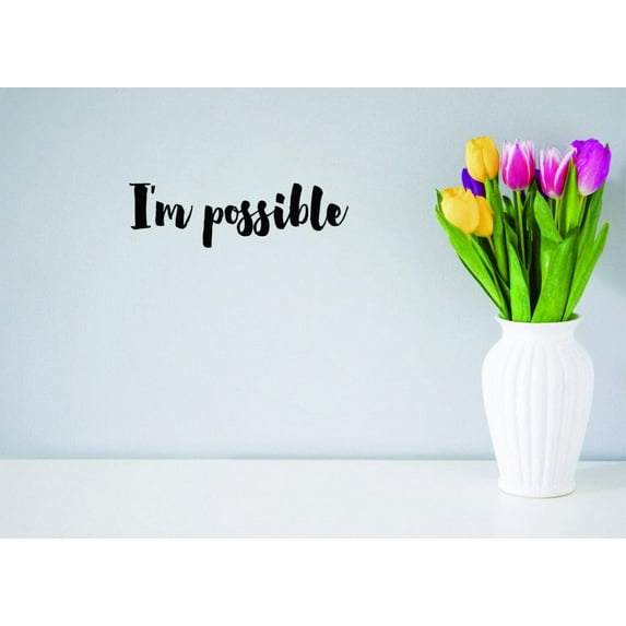 Decal - Peel & Stick Wall Sticker I'm Possible Text Lettering Inspirational Life Quote Home Decor Picture Art 10 x 40 Inches