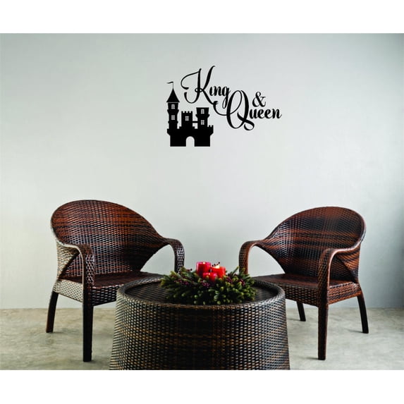 Decal - Peel & Stick Wall Sticker King And Queen Fairy Tale Castle Prince Princess Love Home Decor Picture Art 12 x 30 Inches