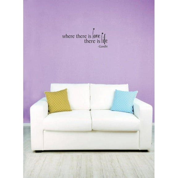 Decal - Peel & Stick Wall Sticker : Where There Is Love There Is Life Text Lettering Quote Bedroom Living Room Home Decor Picture Art Size :8 Inches x 20 Inches