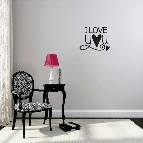 Decal - Peel & Stick Wall Sticker : Love You Text Lettering Quote Bedroom Living Room Home Decor Picture Art Size :20 Inches x 20 Inches
