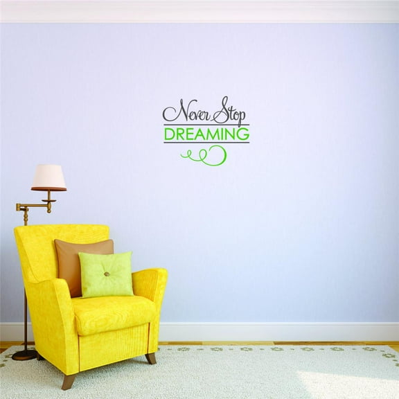 Decal - Peel & Stick Wall Sticker : Never Stop Dreaming Inspirational Life Quote Living Room Bedroom Home Decor Picture Art 8x8 Inches
