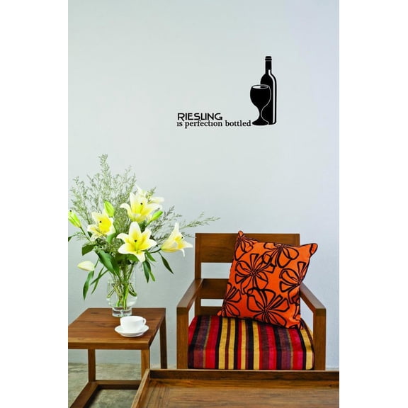 Decal - Peel & Stick Wall Sticker : Riesling Is Perfection Bottled Kitchen Quote Home Decor Picture Art Size :16 Inches x 16 Inches