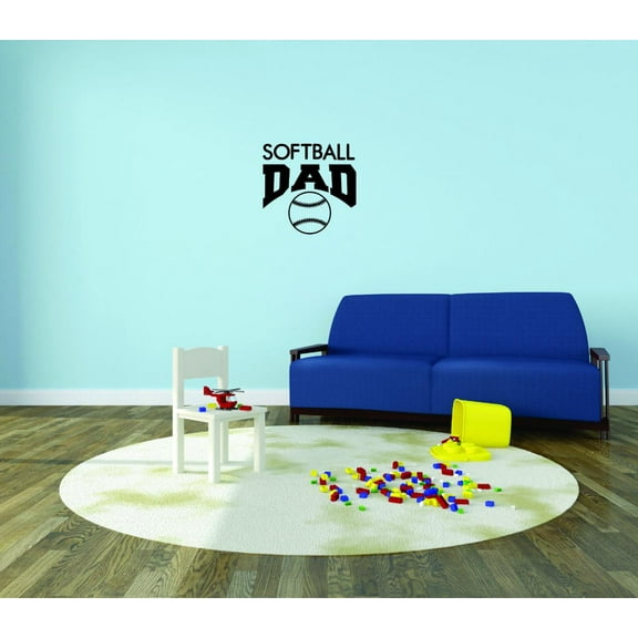 Decal - Peel & Stick Wall Sticker : Softball Dad Sports Father Son Daughter Boy Girl Teen Home Decor Picture Art Size :18 Inches x 18 Inches