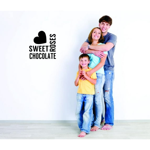 Decal - Peel & Stick Wall Sticker : Sweet Roses Chocolate Holiday Seasonal Text Lettering Quote Home Decor Picture Art Size :16 Inches x 16 Inches