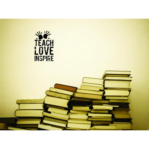 Decal - Peel & Stick Wall Sticker : Teach Love Inspire Daycare Preschool School Kids Playroom Boy Girl Home Decor Picture Art 10x20 Inches