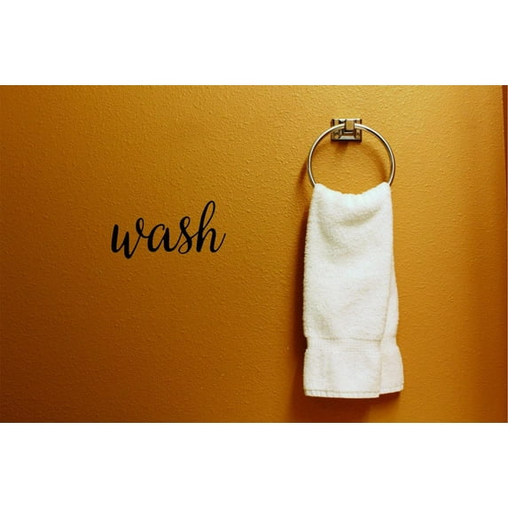 Decal - Peel & Stick Wall Sticker : Wash Text Lettering Bathroom Quote Home Decor Picture Art 8x32 Inches