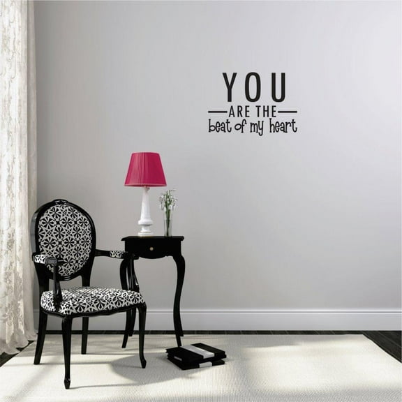 Decal - Peel & Stick Wall Sticker : You Are The Beat Of My Heart Text Lettering Love Life Quote Bedroom Living Room Home Decor Picture Art Size :12 Inches x 18 Inches
