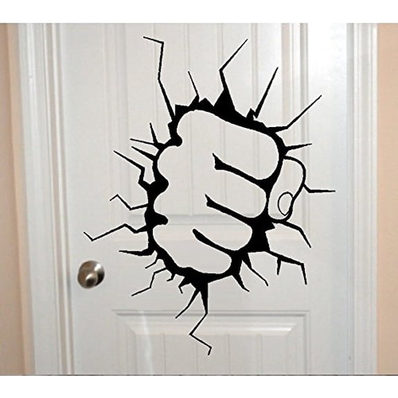 Decal ~ Punch Hand (through the wall) FIST ~ WALL DECAL, 22" x 28"