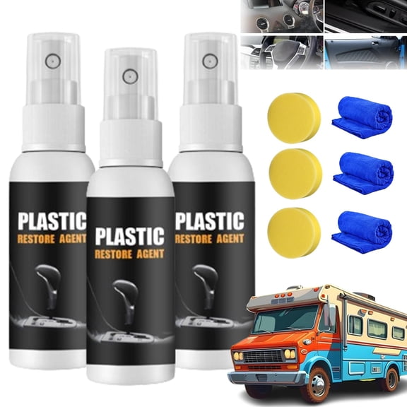 Decal Restore Agent, 100ml Decal Restore Agent for RVs, Decal Restorer and Protectant, Plastic Parts Refurbish Agent, Car Plastic Restorer, Prevents Cracking and Drying (3Pcs)