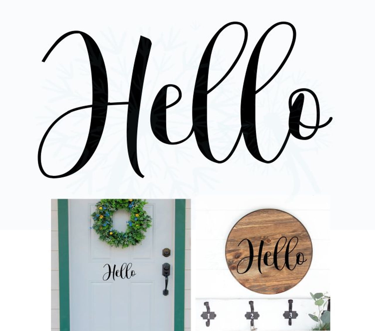 Decal for Round Wood Hello Cursive Welcome Art Lettering Decal - Vinyl ...