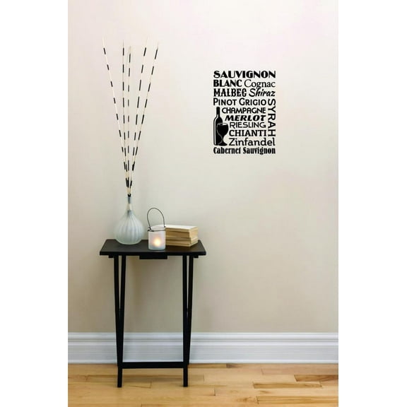 Decal - Sauvignon Blanc Cognac Malbec Shiraz Pinot Grigio Champagne Merlot Riesling Chianti Zinfandel Cabernet Sauvignon Syrah 12x18 Inches