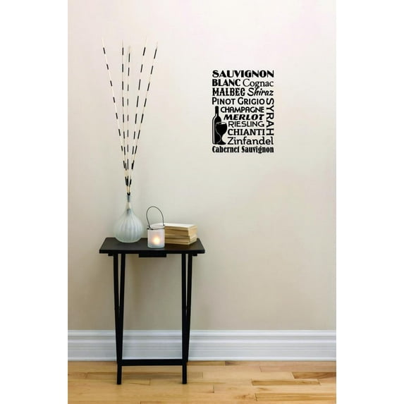 Decal - Sauvignon Blanc Cognac Malbec Shiraz Pinot Grigio Champagne Merlot Riesling Chianti Zinfandel Cabernet Sauvignon Syrah 12x18 Inches