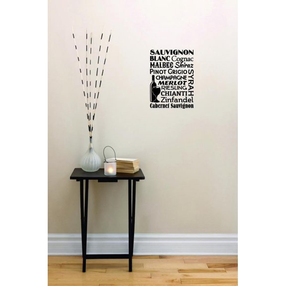 Decal - Sauvignon Blanc Cognac Malbec Shiraz Pinot Grigio Champagne Merlot Riesling Chianti Zinfandel Cabernet Sauvignon Syrah 16x24 Inches