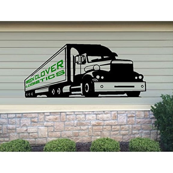 Decal ~ Semi Truck (Custom NAME) ~ WALL DECAL OR WINDOW DECAL 20" X 45"