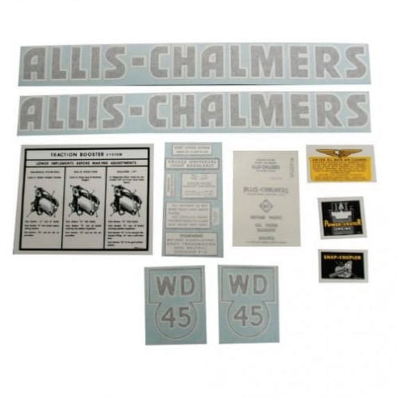 Decal Set WD45 Black Letters Vinyl fits Allis Chalmers WD45