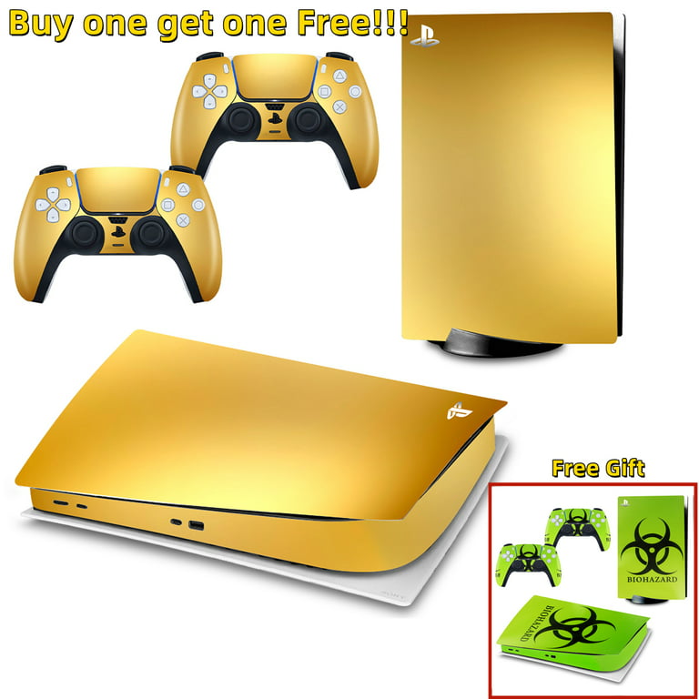 Decal Skin for PS5 Digital, Whole Body Vinyl Sticker Cover for Playstation 5  Console and Controller(PS5 Digital Edition, Golden) + Free Gift(PS5 Digital  Edition, Biological Harzard) 