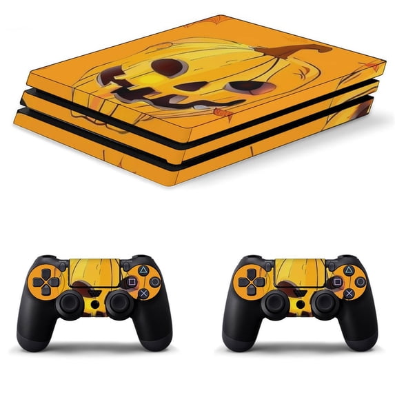 Decal Skin for PS4 Slim / PS4 Pro / PS4, Whole Body Vinyl Sticker Cover for Playstation 4 Console and Controller (Halloween Pumpkins Cobweb)