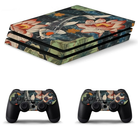 Decal Skin for PS4 Slim / PS4 Pro / PS4, Whole Body Vinyl Sticker Cover for Playstation 4 Console and Controller (Koi Fish Vintage Japanese)