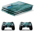 thumbnail image 1 of Decal Skin for PS4 Slim / PS4 Pro / PS4, Whole Body Vinyl Sticker Cover for Playstation 4 Console and Controller (Marble Pattern Blue Gold-1), 1 of 5