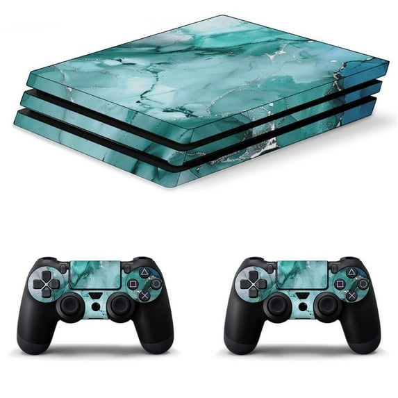 Decal Skin for PS4 Slim / PS4 Pro / PS4, Whole Body Vinyl Sticker Cover for Playstation 4 Console and Controller (Marble Pattern Blue Gold)