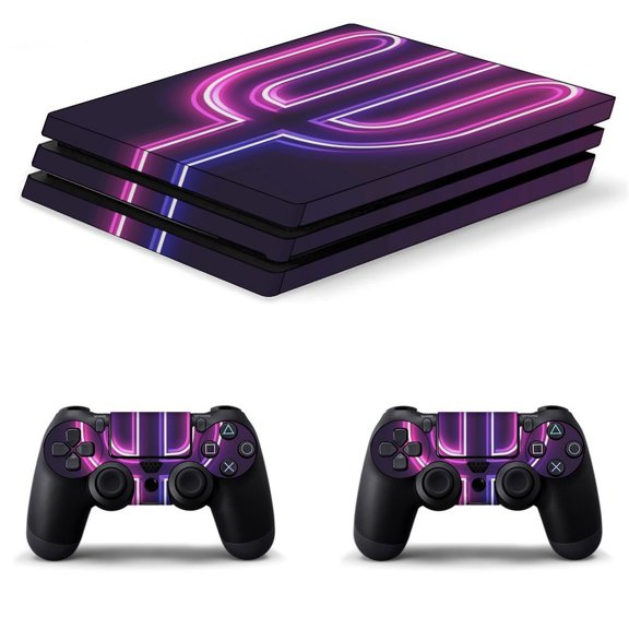 Decal Skin for PS4 Slim / PS4 Pro / PS4, Whole Body Vinyl Sticker Cover for Playstation 4 Console and Controller (Neon Cactus-2)