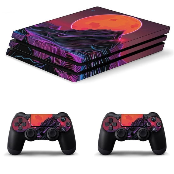 Decal Skin for PS4 Slim / PS4 Pro / PS4, Whole Body Vinyl Sticker Cover for Playstation 4 Console and Controller (Neon River Velly Cyber)