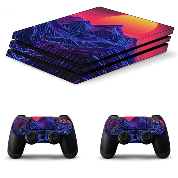 Decal Skin for PS4 Slim / PS4 Pro / PS4, Whole Body Vinyl Sticker Cover for Playstation 4 Console and Controller (Neon Valley Cyber Future-1)