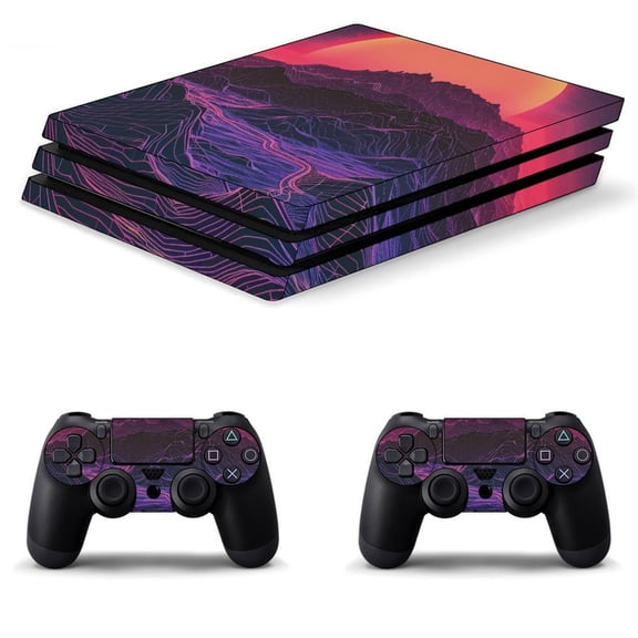 Decal Skin for PS4 Slim / PS4 Pro / PS4, Whole Body Vinyl Sticker Cover for Playstation 4 Console and Controller (Neon Valley Cyber Future-3)