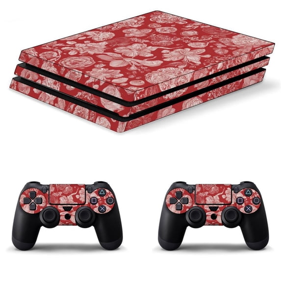 Decal Skin for PS4 Slim / PS4 Pro / PS4, Whole Body Vinyl Sticker Cover for Playstation 4 Console and Controller (Red)