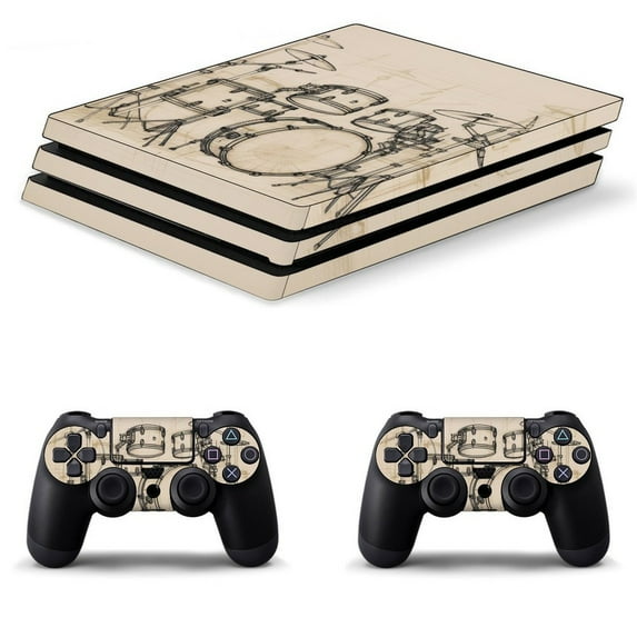 Decal Skin for PS4 Slim / PS4 Pro / PS4, Whole Body Vinyl Sticker Cover for Playstation 4 Console and Controller (Retro Drum)