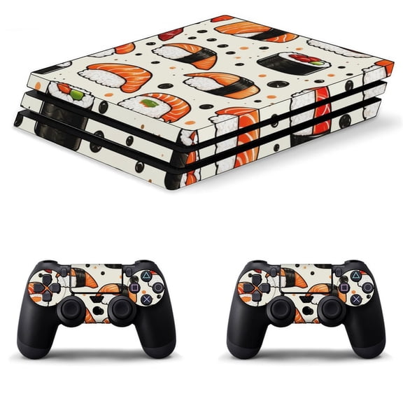 Decal Skin for PS4 Slim / PS4 Pro / PS4, Whole Body Vinyl Sticker Cover for Playstation 4 Console and Controller (Sushi & Boba Crop Pattern)