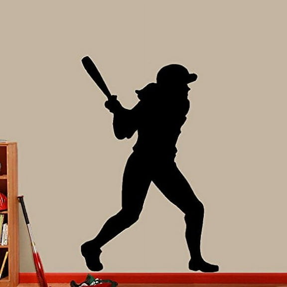 Decal ~ Softball Girl with Bat (Baseball) #1 ~ Wall or Window Decal 20" x 30"