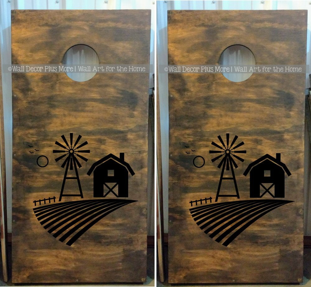 Decal Sticker for Bean Bag Boards- Farm Scene Windmill Barn Cornhole ...