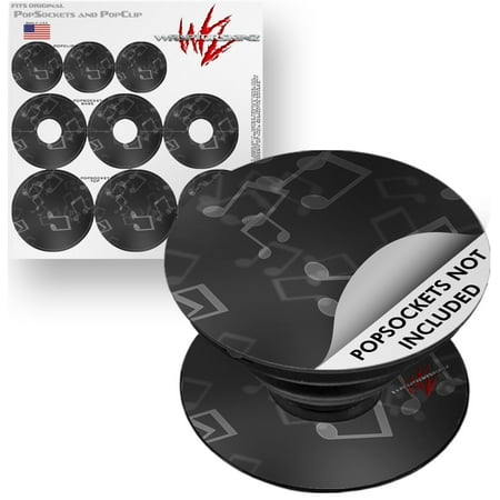 Decal Style Vinyl Skin Wrap 3 Pack for PopSockets Bokeh Music Grey (POPSOCKET NOT INCLUDED) by WraptorSkinz