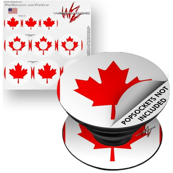 Decal Style Vinyl Skin Wrap 3 Pack for PopSockets Canadian Canada Flag (POPSOCKET NOT INCLUDED) by WraptorSkinz