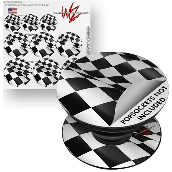 Decal Style Vinyl Skin Wrap 3 Pack for PopSockets Checkered Racing Flag (POPSOCKET NOT INCLUDED) by WraptorSkinz