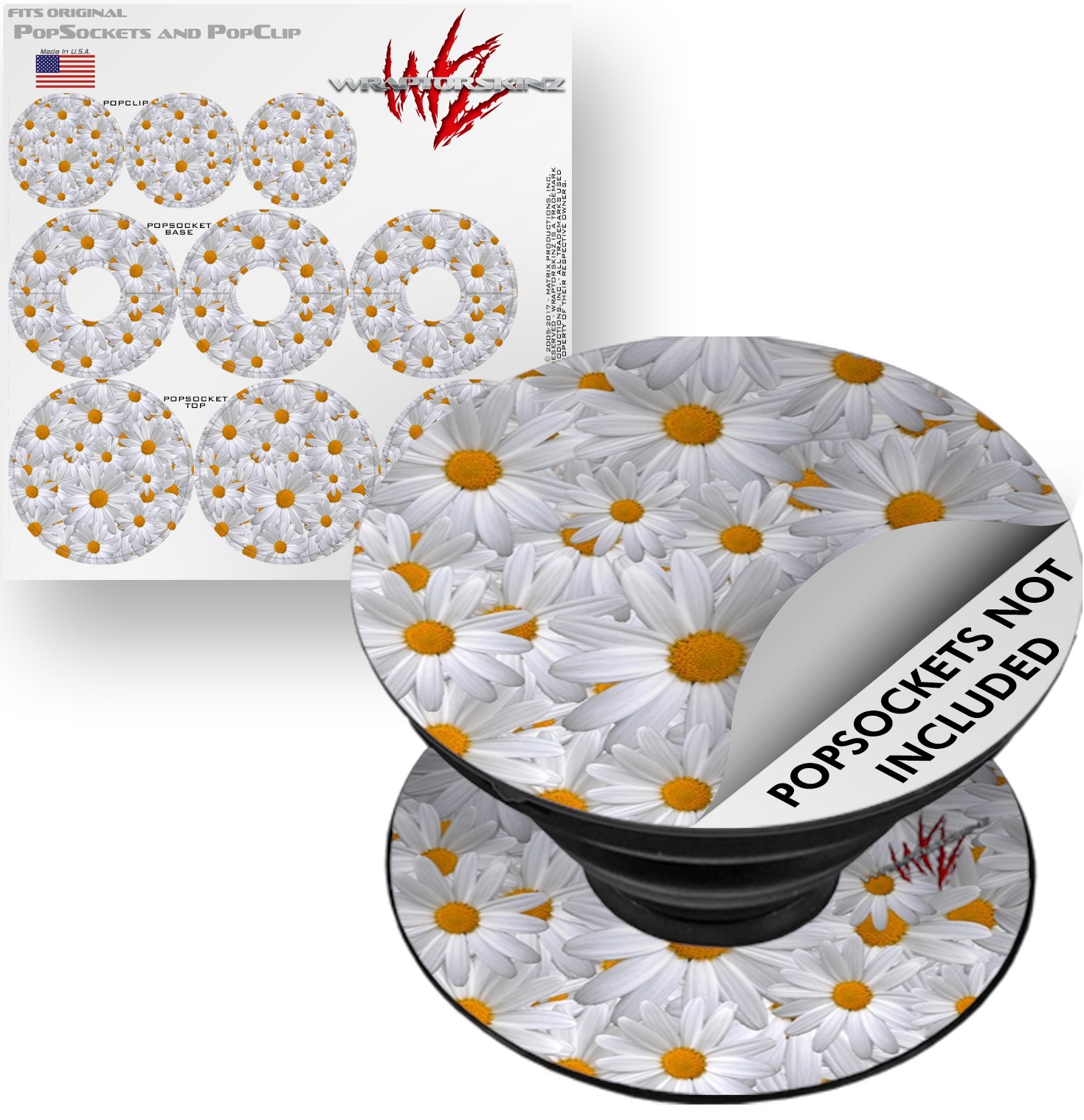 Decal Style Vinyl Skin Wrap 3 Pack for PopSockets Daisys (POPSOCKET NOT INCLUDED) by WraptorSkinz